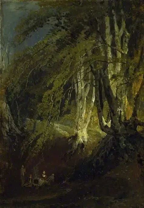 En Bøk med sigøynere rundt et leirbål - J. M. W. Turner