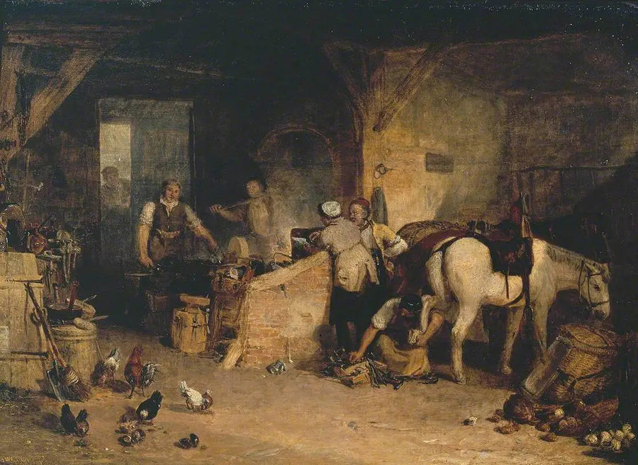 En Landlig Smed som Diskuterer Prisen på Jern, og Prisen som Belastes Slakteren for Skoing av Hesten hans - J. M. W. Turner