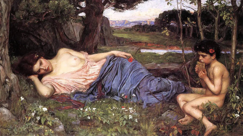À l'écoute de mes douces tuyauteries - John William Waterhouse image 1 copie de tableau peinte à la main