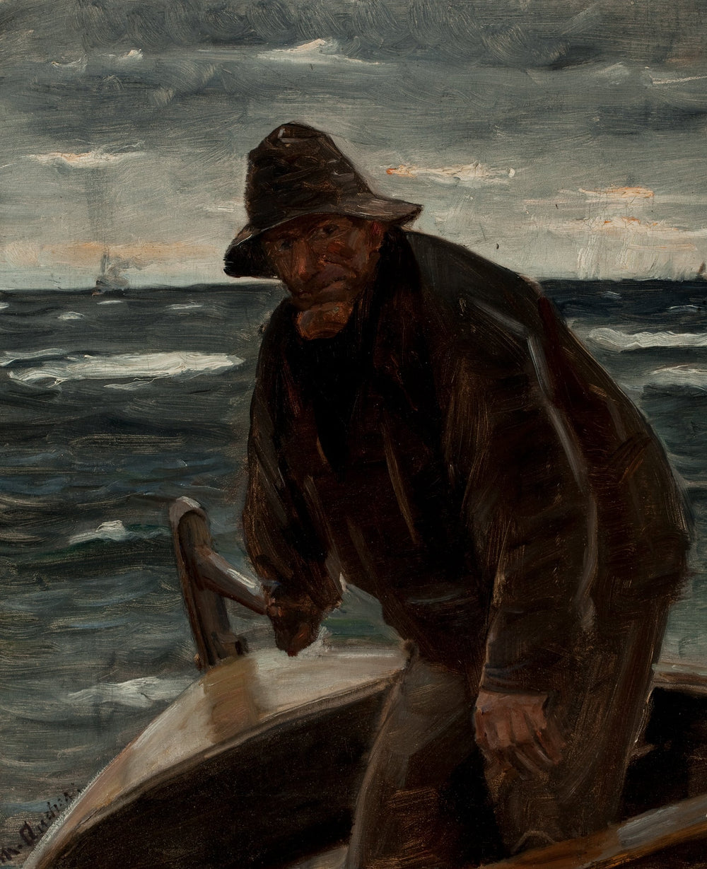 À la barre - Michael Peter Ancher image 1 reproduction de peinture à l’huile