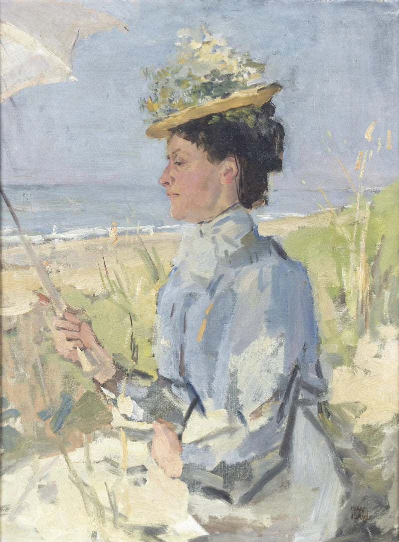 På stranden - Portrett av Martha Salomon - Isaac Israels