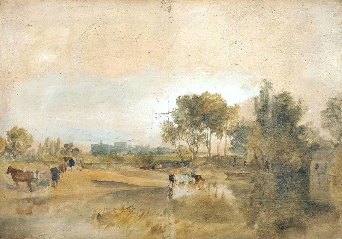 A Thames Backwater with Windsor Castle in the Distance - J. M. W. Turner image 1 copie peinte à la main à l’huile