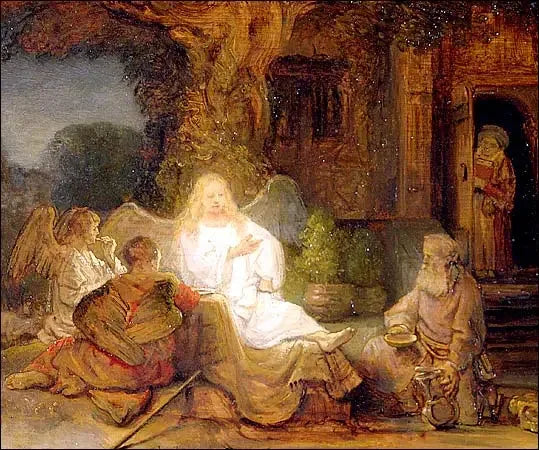 Abraham og de tre englene - Rembrandt