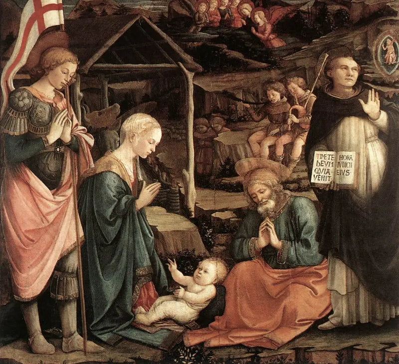 Barnets tilbedelse med Saint Vincent Ferrier og Saint George - Fra Filippo Lippi