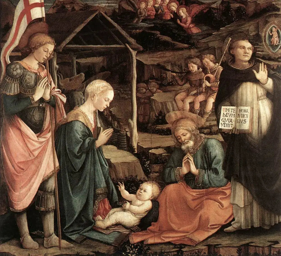 Barnets tilbedelse med Saint Vincent Ferrier og Saint George - Fra Filippo Lippi