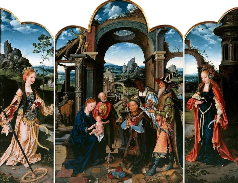 Adorasjon av de vise med Sigismund I av Polen. - Joos van Cleve