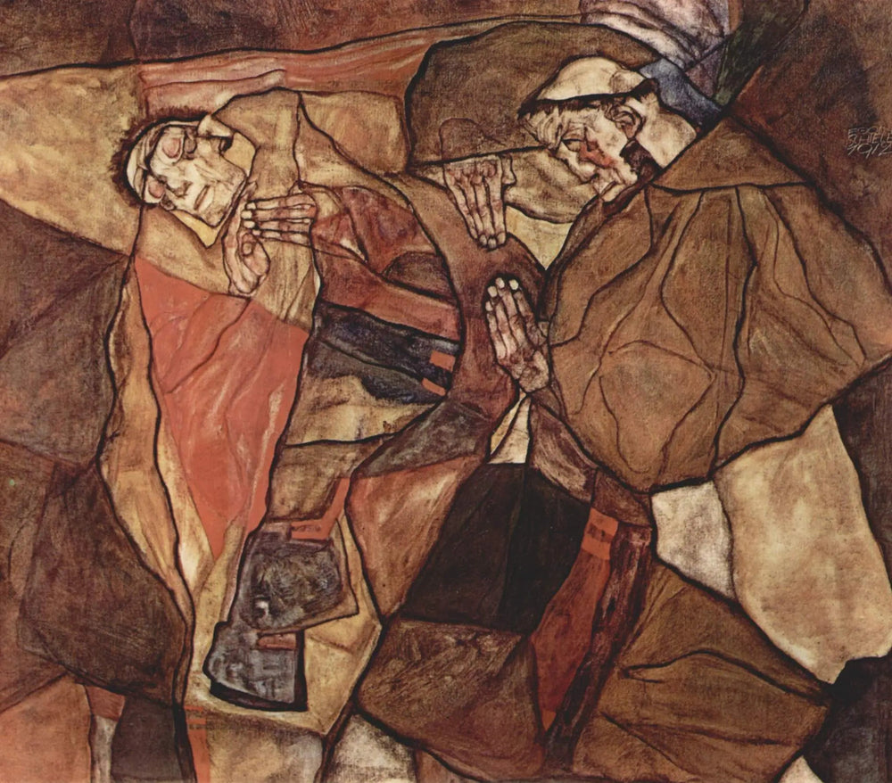 Agonie (La Lutte à Mort) - Egon Schiele image 1 reproduction de peinture à l’huile