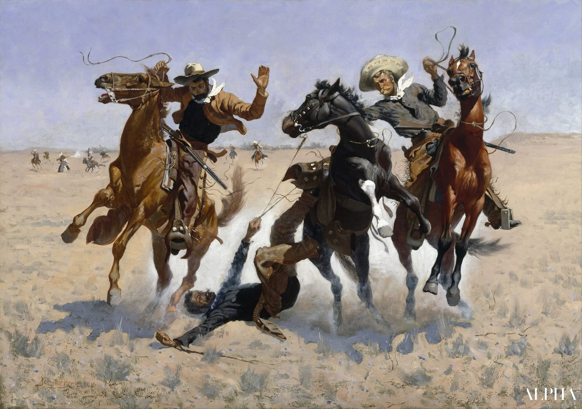 Hjelpe en kamerat - Frederic Remington - Høykvalitets reproduksjoner av malerier og bilder