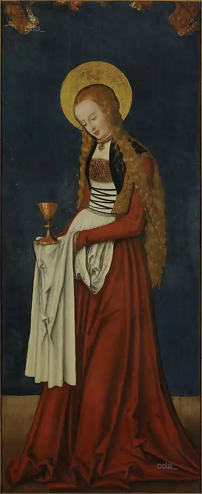 Vingene til altertavlen i den vestlige koret av Naumburg-domkirke [utvendig] : St. Barbara [utvendig] - Lucas Cranach den eldre