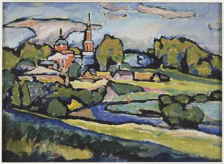 Akhtyrka, landskap med den røde kirken - Vassily Kandinsky