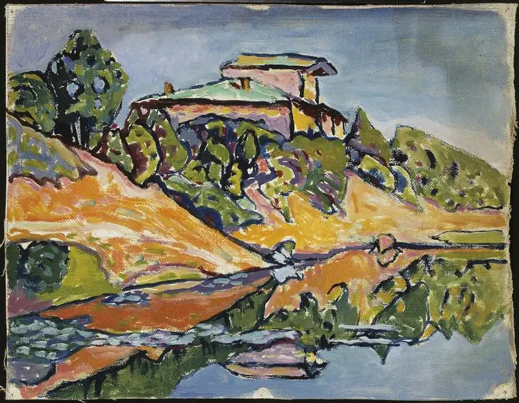 Akhtyrka, en nabohus ved dammen - Vassily Kandinsky