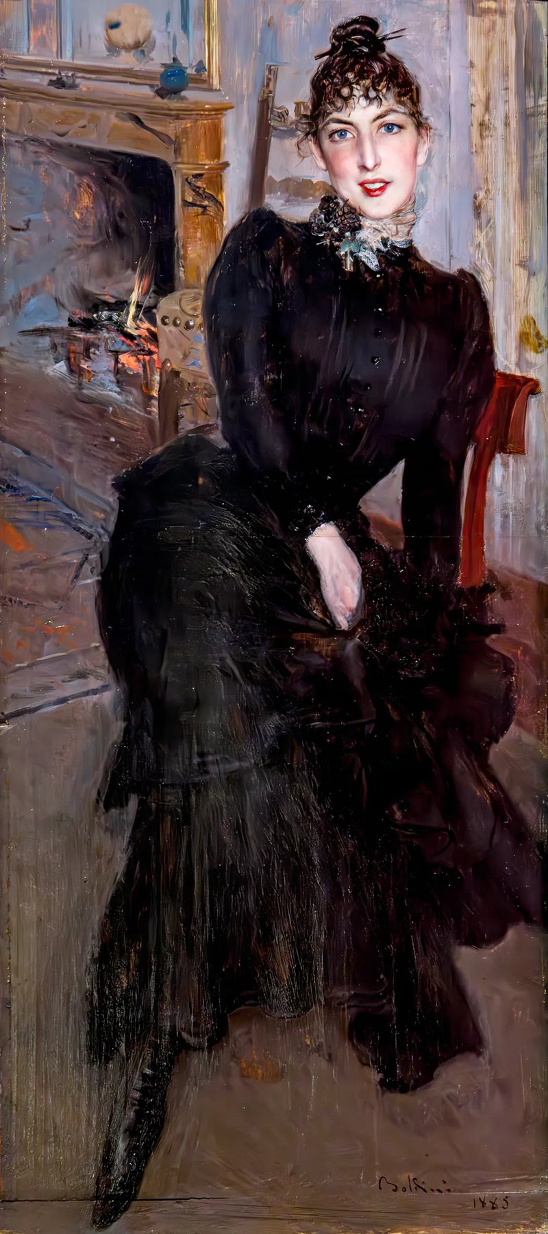Alaide Banti ved peisen - Giovanni Boldini