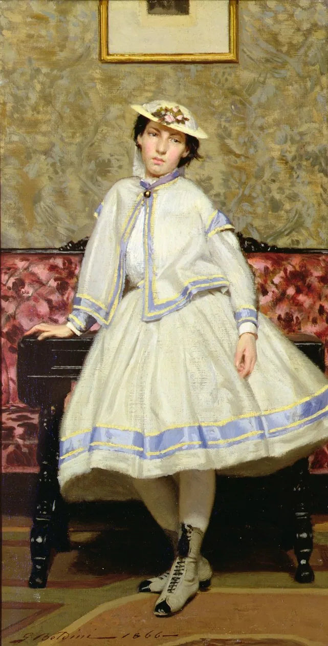 Alaide Banti i hvit kjole - Giovanni Boldini