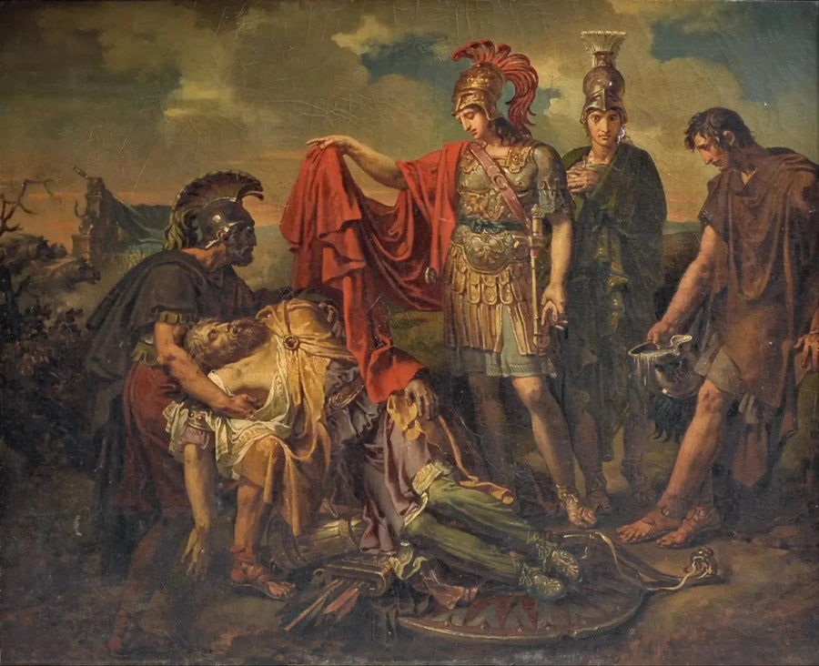 Alexandre dekker Darius' kropp med sin kappe - Charles Meynier

Source:
Alexandre couvrant de son manteau le corps de Darius - Charles Meynier