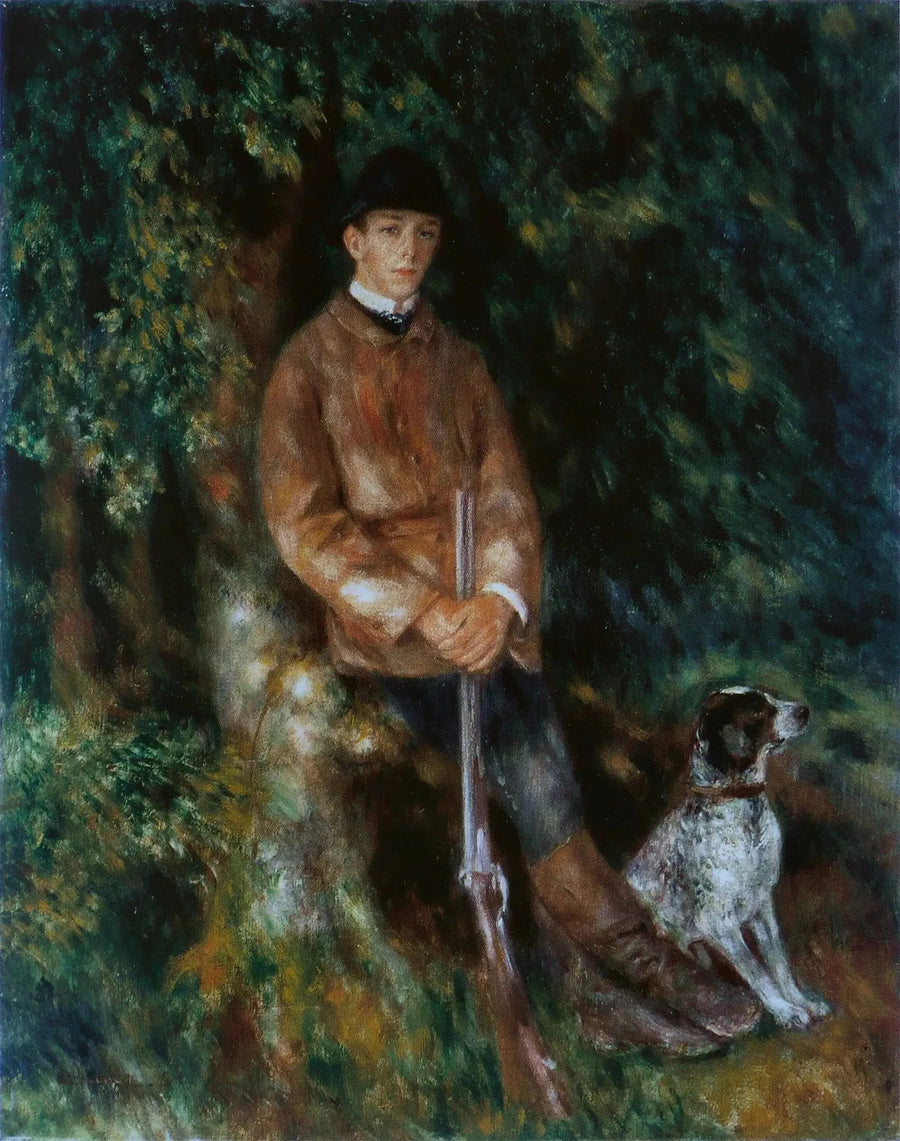 Portrett av Alfred Bérard med hunden sin - Pierre-Auguste Renoir