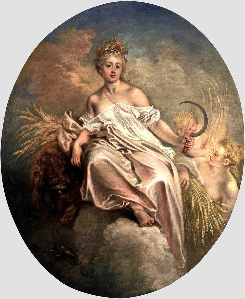 Allé av sommeren under kjennetegn av Ceres - Antoine Watteau