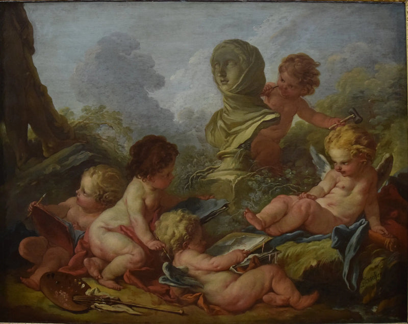 Allegori av maleri og skulptur - François Boucher