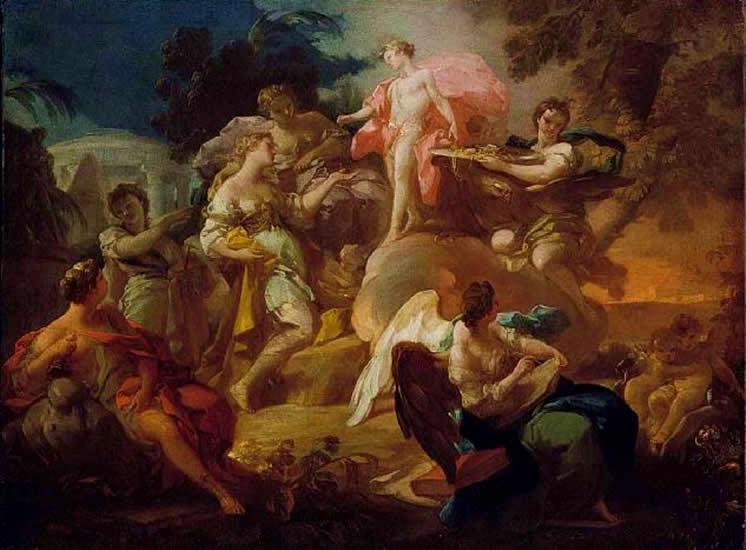 Allé av kunst med Apollon og Graziene - Corrado Giaquinto