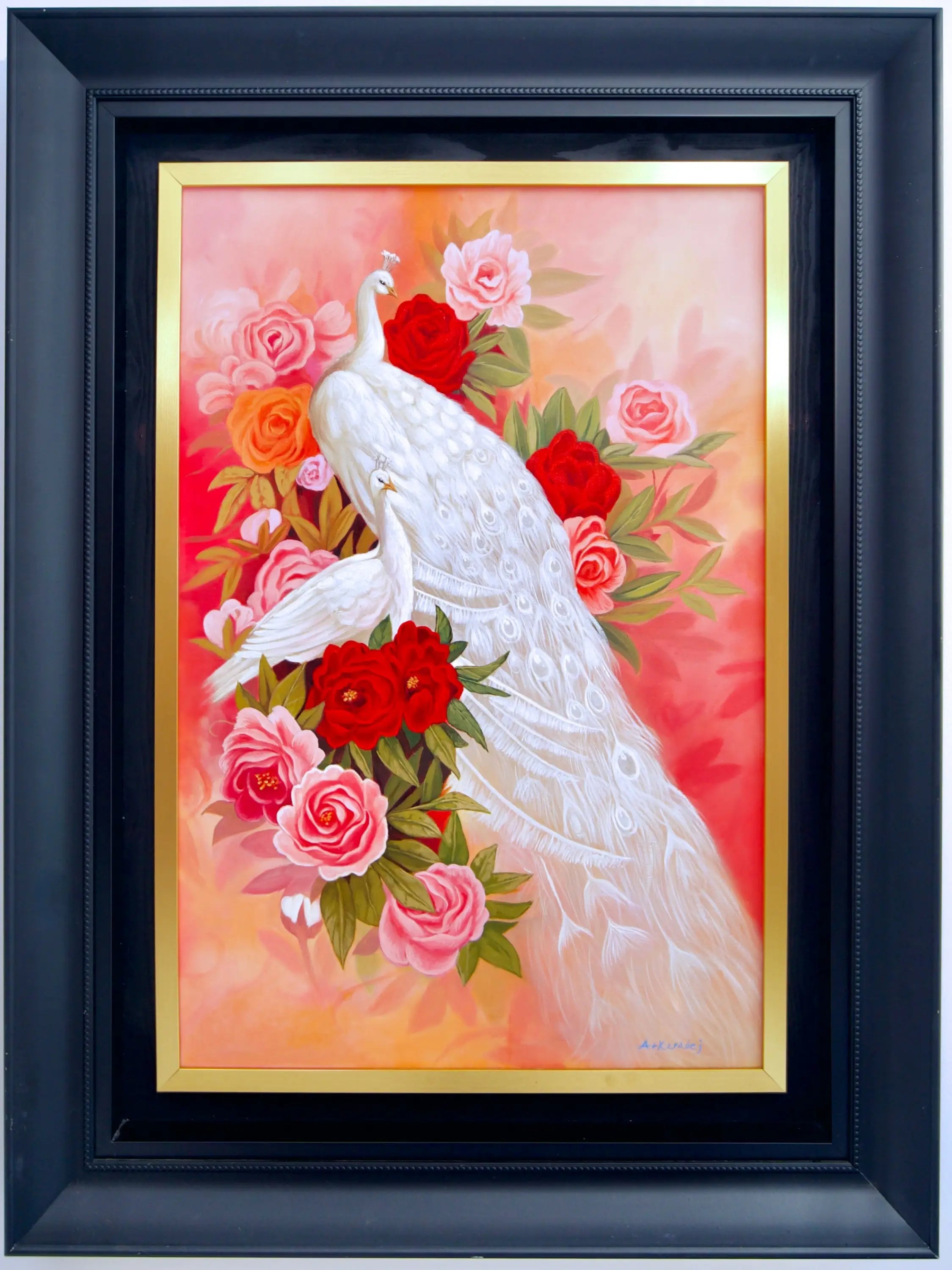 Amour et Paon Blanc | 60 x 90 cm image 4 reproduction de peinture à l’huile