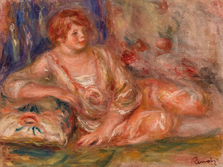 Andrée i rosa, liggende (Andrée i rosa utstrakt) - Pierre-Auguste Renoir