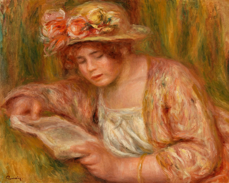Andrée i hatt, lesende (Andrée in a Hat, Reading) - Pierre-Auguste Renoir