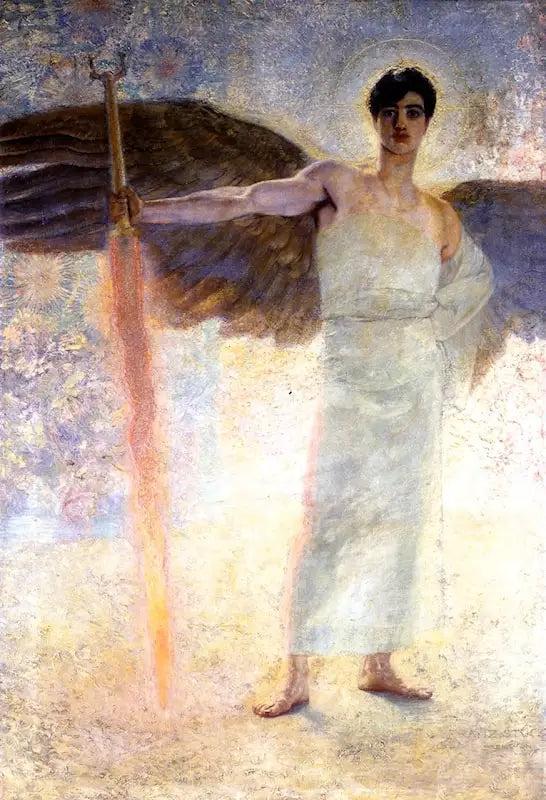 Engel med flammende sverd - Franz von Stuck