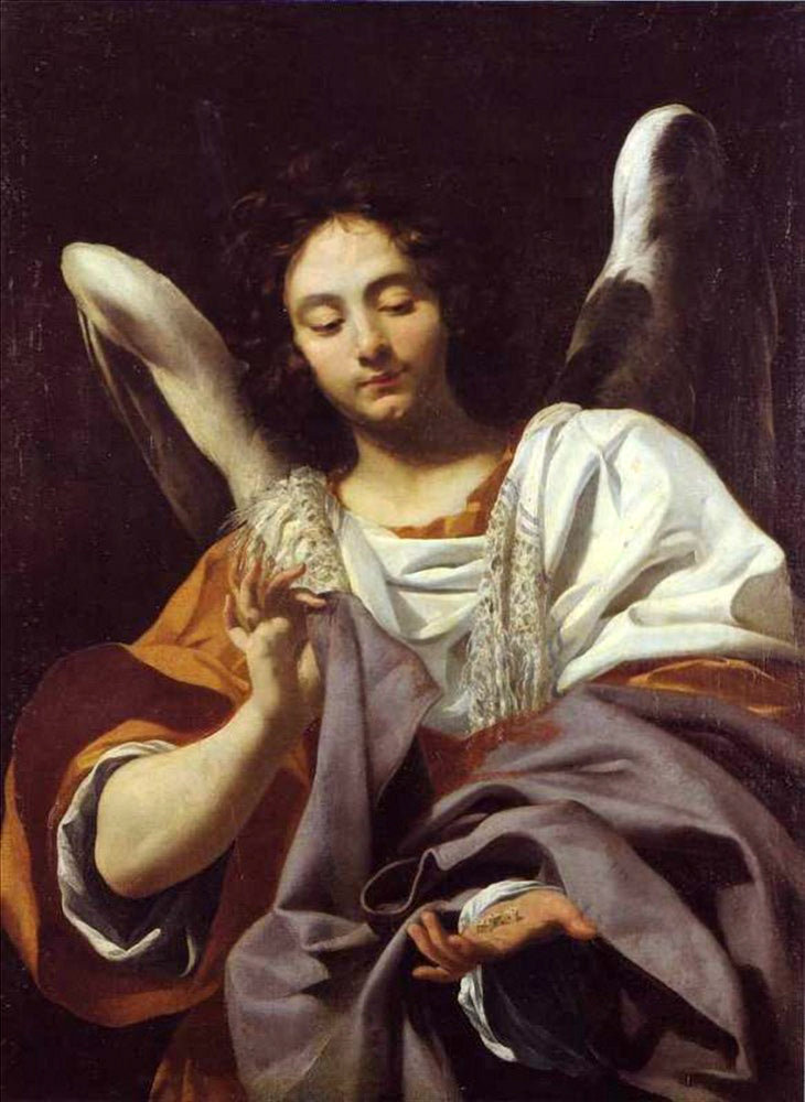 Ange med terninger og tunika - Simon Vouet