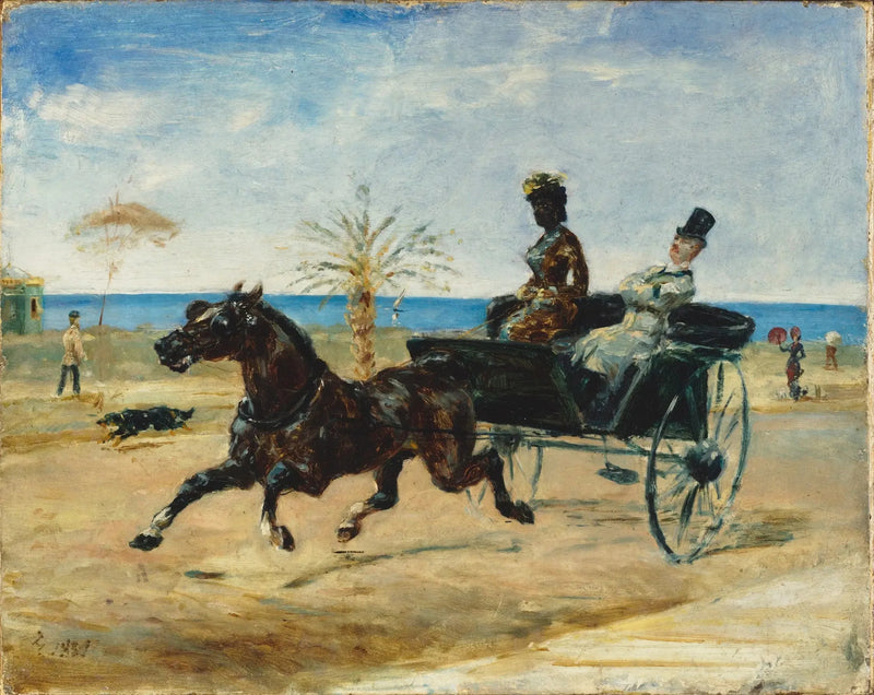 Anne Justine Angèle Delva de Dalmarie som kjører en kabriolet - Henri de Toulouse-Lautrec