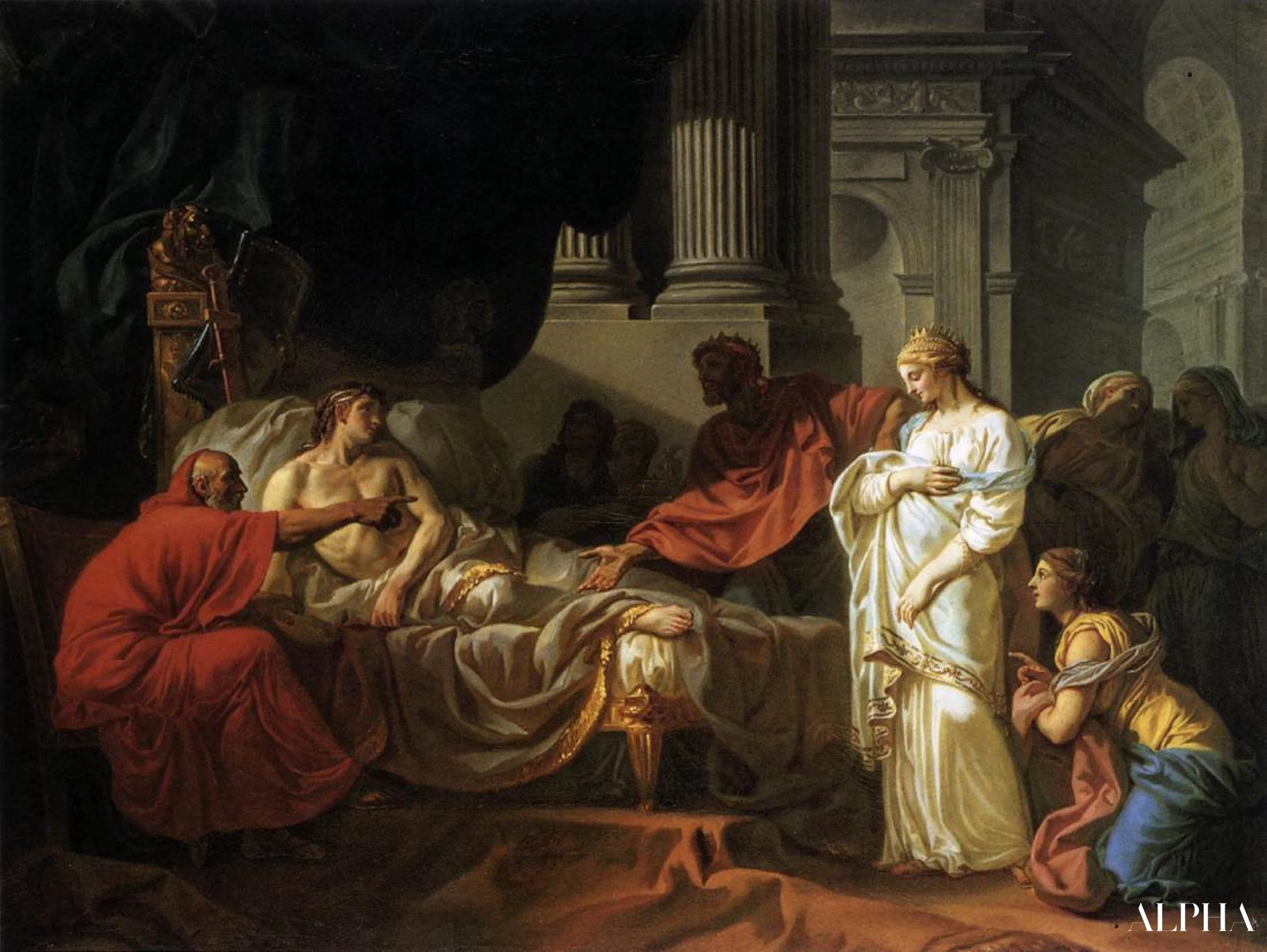 Antiochus og Stratonice - Jacques-Louis David - Høykvalitets reproduksjoner av malerier og bilder