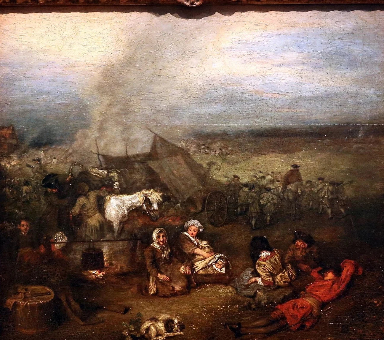 Campement militaire, peinture d’Antoine Watteau