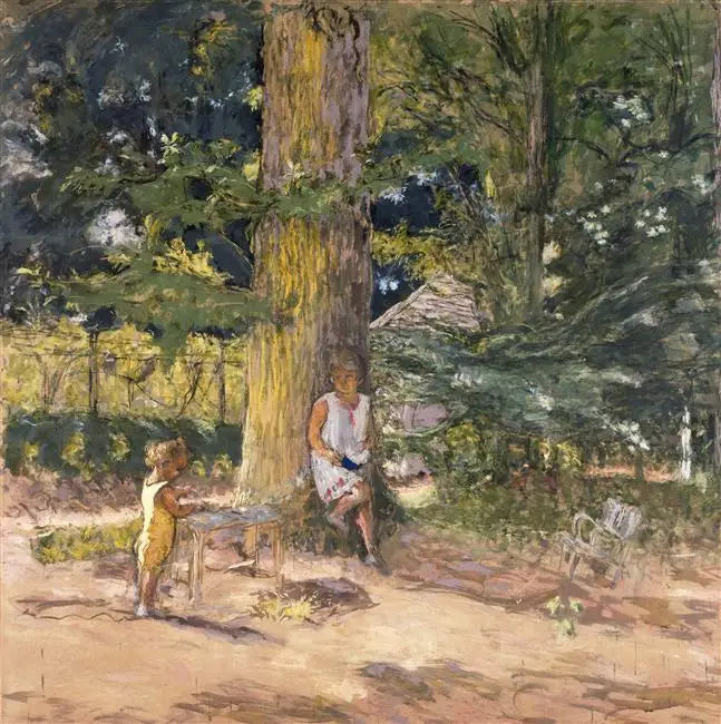 Antoinette David-Weill og hennes nevø Maurice Lambiotte ved Mareil-le-Guyon, prosjekt - Édouard Vuillard