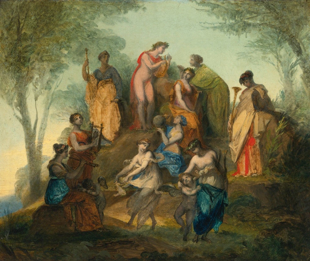 Apollon et les Neuf Muses sur le mont Parnasse - Pierre-Paul Prud'hon image 1 copie de tableau peinte à la main