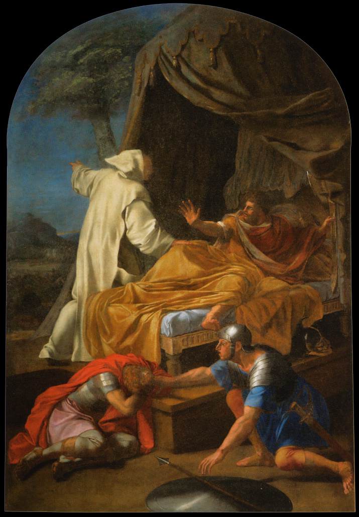 Apparition de saint Bruno au comte Roger - Eustache Le Sueur image 1 reproduction de peinture à l’huile