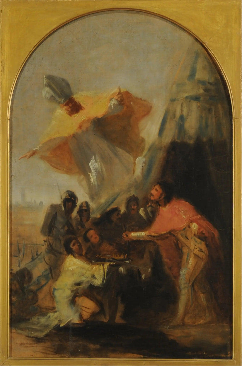Åpenbaring av helgen Isidor for helgen Ferdinand, konge, foran murene i Sevilla - Francisco de Goya