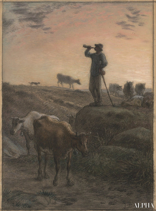 Appeler les vaches à la maison - Jean-François Millet - Reproductions de tableaux et peintures haut de gamme