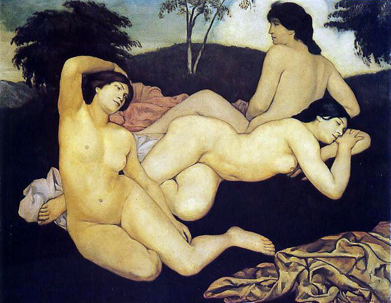 Etter badet, nymfene - Émile Bernard