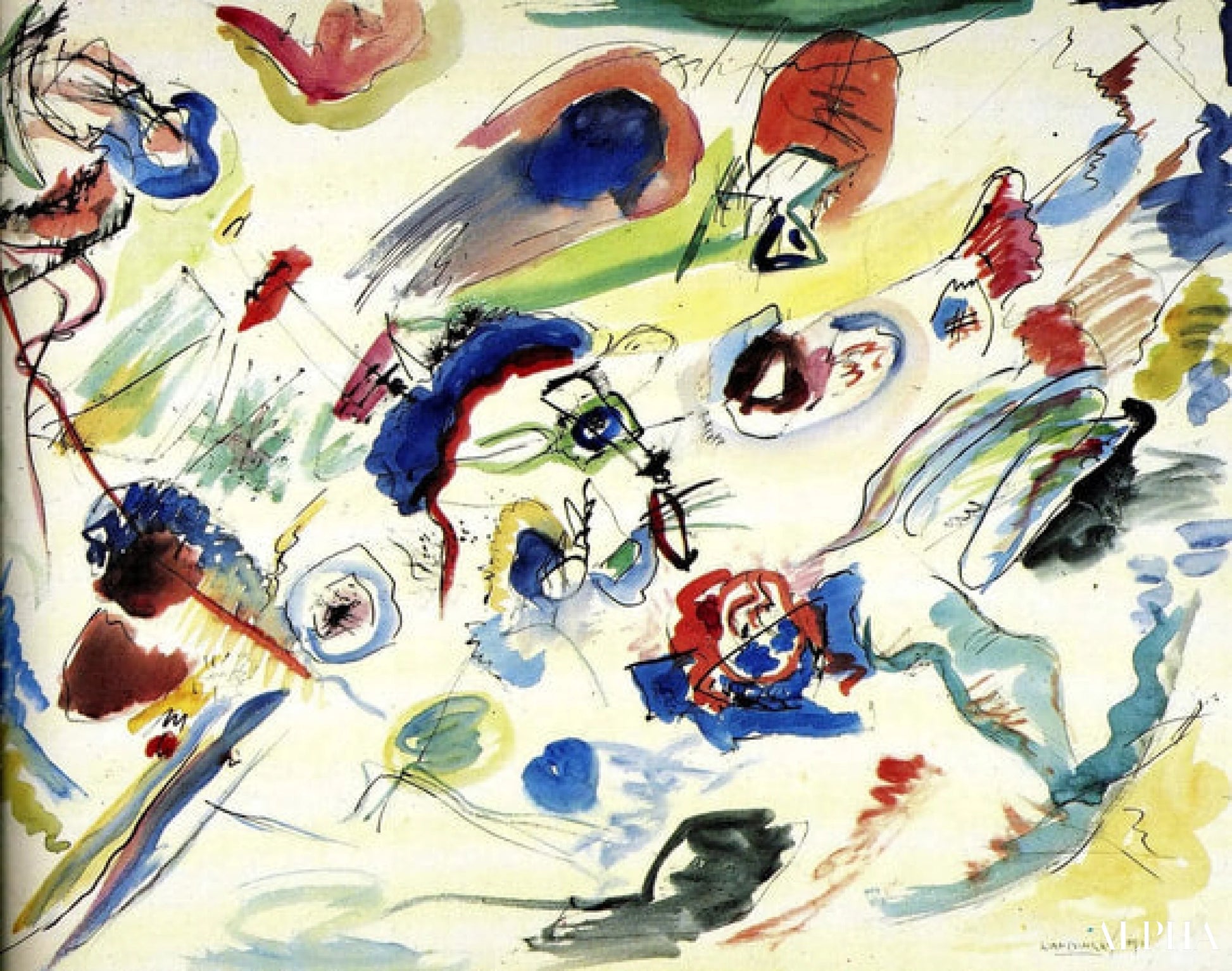 Abstrakt akvarell - Vassily Kandinsky - Høykvalitets reproduksjoner av malerier og bilder