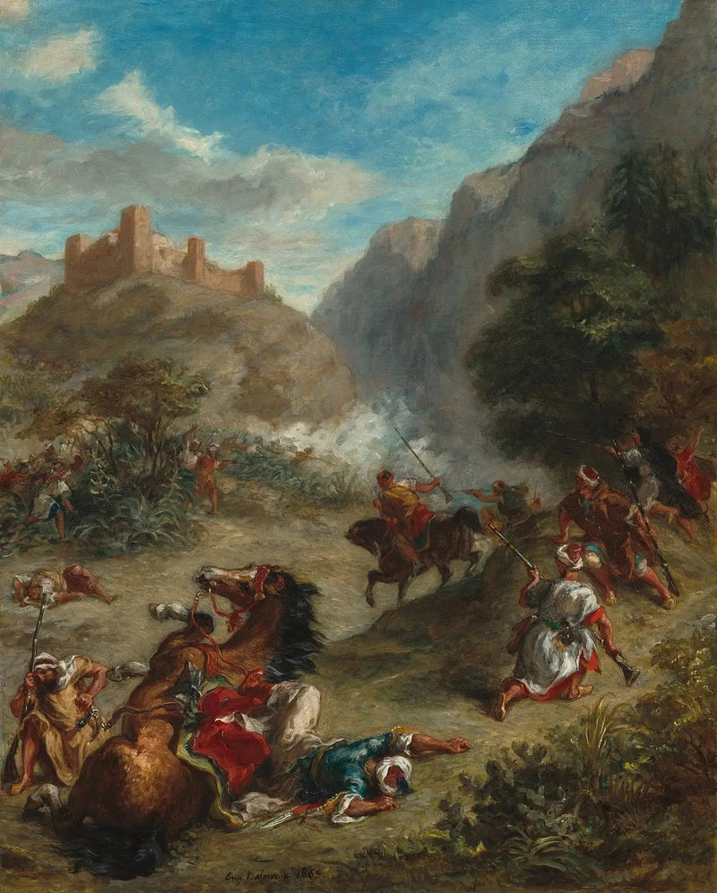 Arabes skirmisher i fjellene - Eugène Delacroix