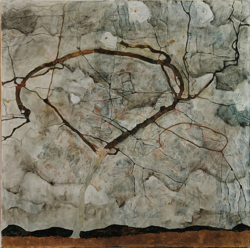 Høsttre i den urolige luften (vintertre) - Egon Schiele