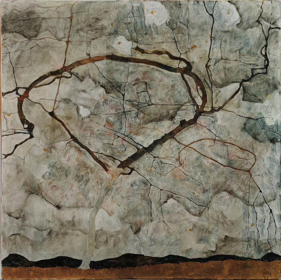 Høsttre i den urolige luften (vintertre) - Egon Schiele