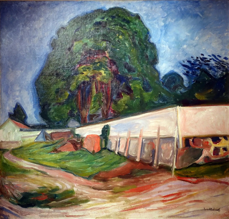 Tre og hagevegg i Åsgårdstrand - Edvard Munch