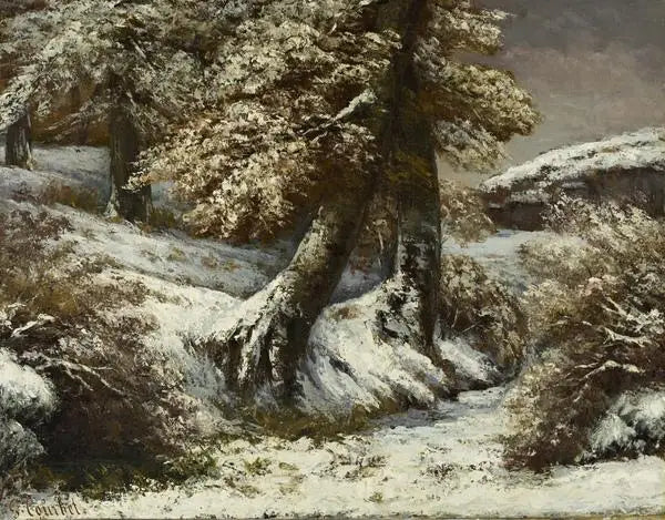Trær i snøen - Gustave Courbet