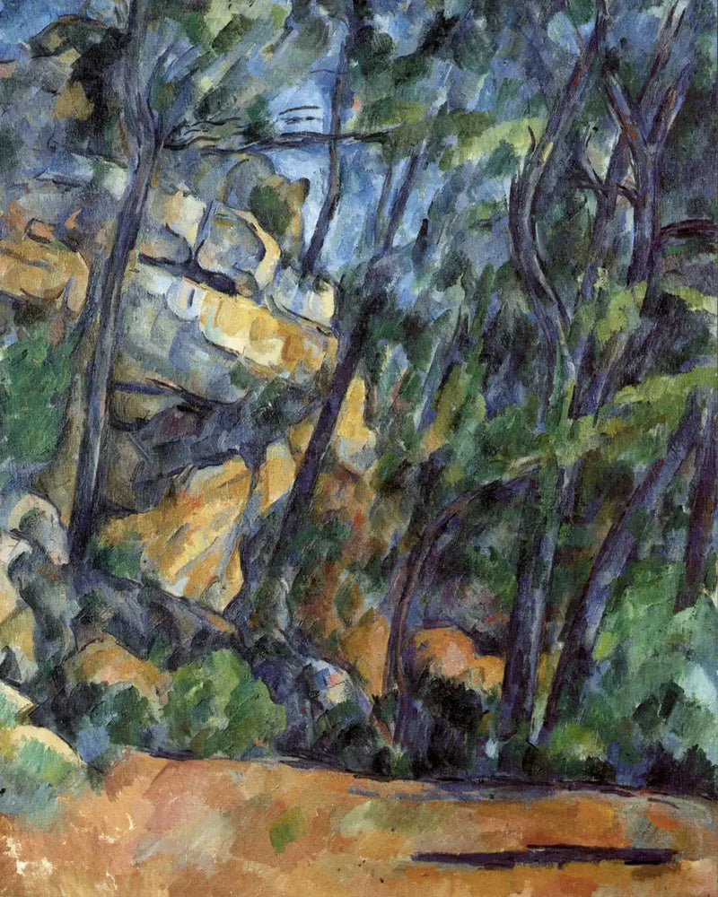 Trær og steiner i parken til Château Noir - Paul Cézanne