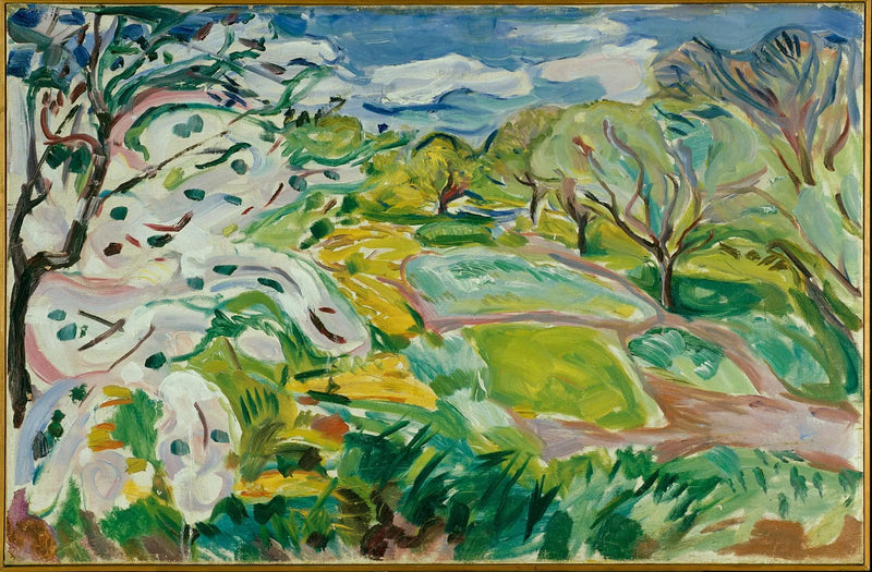 Frukttrær i blomst i vinden - Edvard Munch