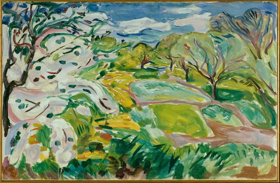 Frukttrær i blomst i vinden - Edvard Munch