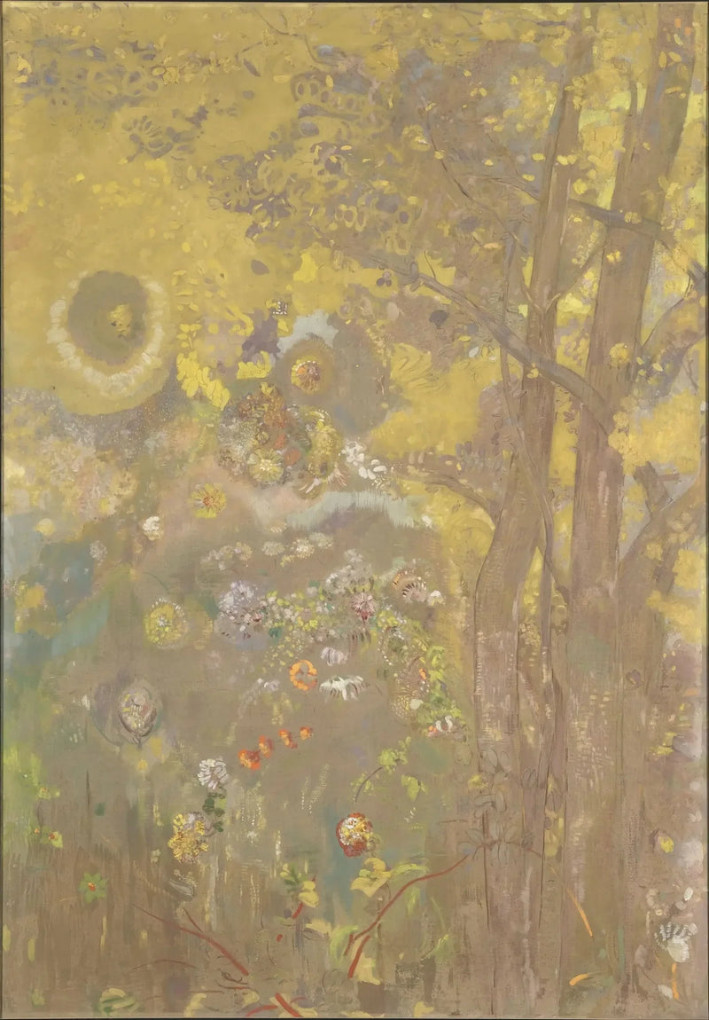 Trær på gult bakgrunn - Odilon Redon