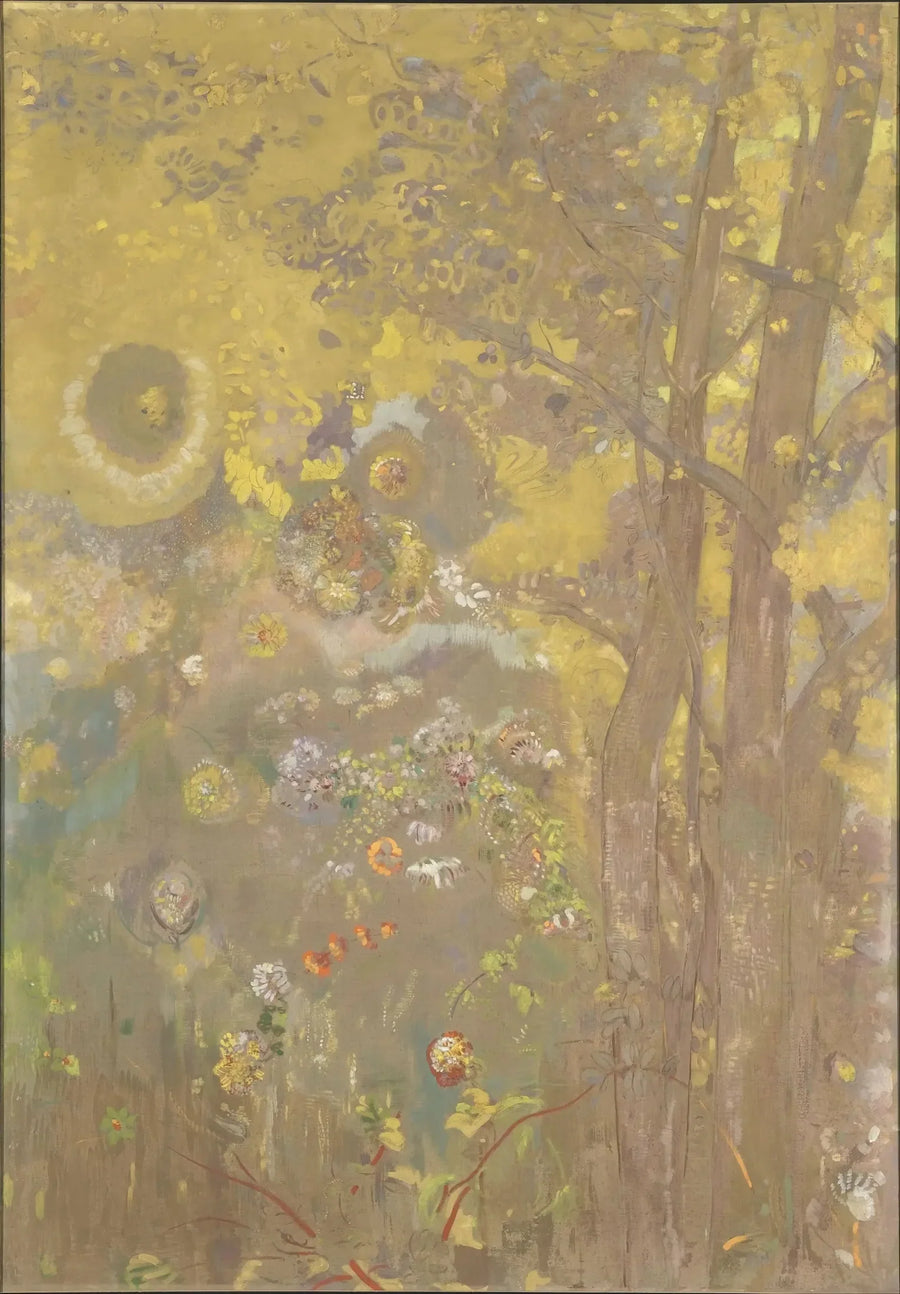 Trær på gult bakgrunn - Odilon Redon