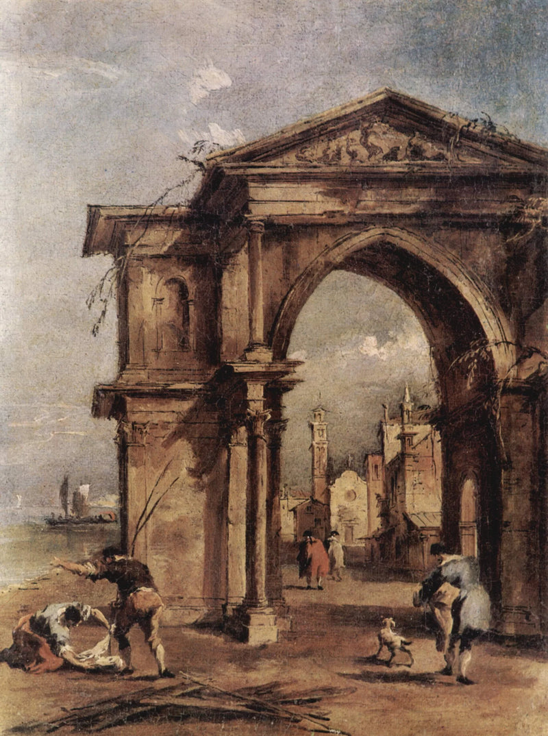 Fantasifull ark med menneskelige figurer - Francesco Guardi