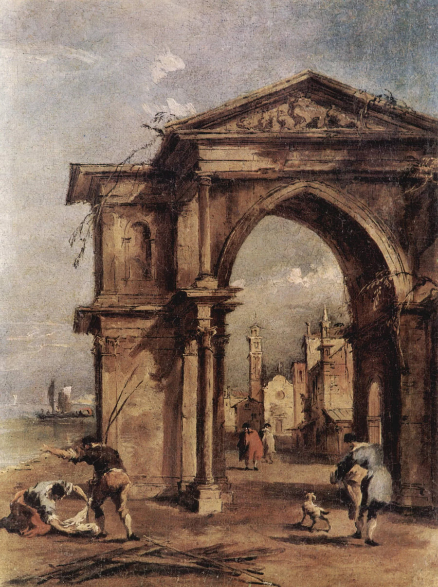 Fantasifull ark med menneskelige figurer - Francesco Guardi