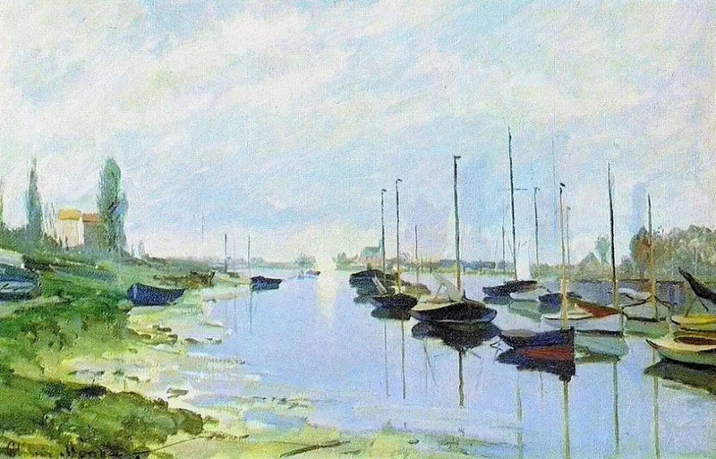 Argenteuil, båter langs elvebredden - Claude Monet
